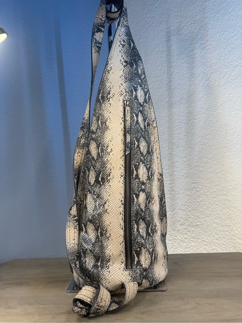 Patti Hansen Hung On U Shimmer Snake-Print Leather Sling Bag Barneys Unused